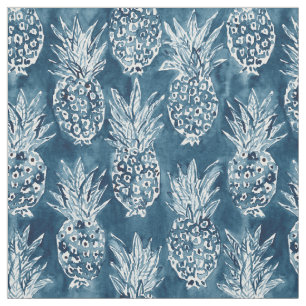 ANANAS-POSITION Indigo Boho Hawaiianer-Muster Stoff