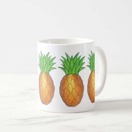 Ananas Print Tropical Hawaiian Island Fruit Kaffeetasse (VorderseiteRechts)