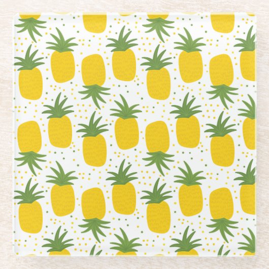 Ananas-Punkte: Sommerfruchtdesign Glasuntersetzer (Vorderseite)