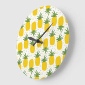 Ananas-Punkte: Sommerfruchtdesign Große Wanduhr (Winkel)