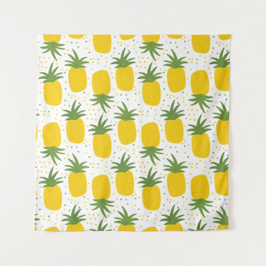 Ananas-Punkte: Sommerfruchtdesign Wandteppich (Vorderseite)