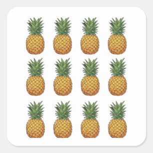 Ananas quadratischer aufkleber