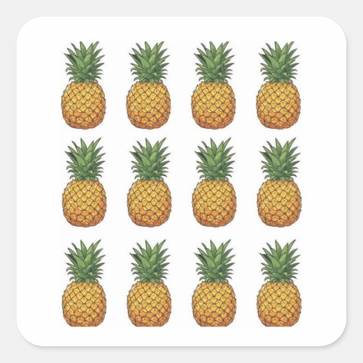 Ananas quadratischer aufkleber (Vorderseite)