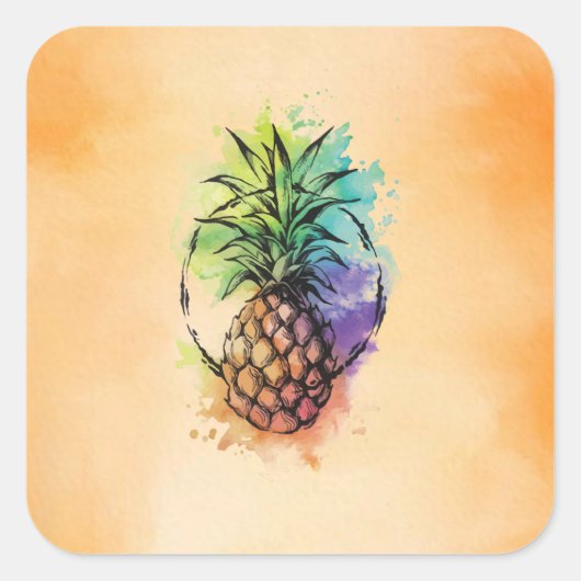 Ananas Quadratischer Aufkleber (Vorderseite)