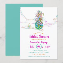 Ananas Rainbow Color Splash Brautparty Einladung