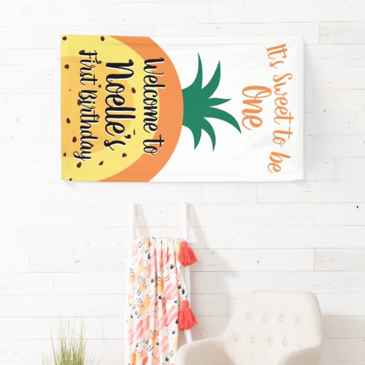 Ananas Rainbow, Sweet to be One, 1st Birthday Banner (Insitu)