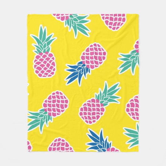 Ananas-Rausch: Heller Cartoon Vintag. Fleecedecke (Vorderseite)