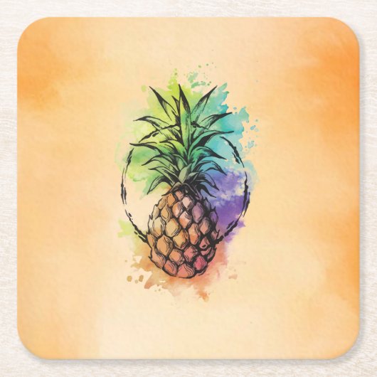 Ananas Rechteckiger Pappuntersetzer (Vorderseite)