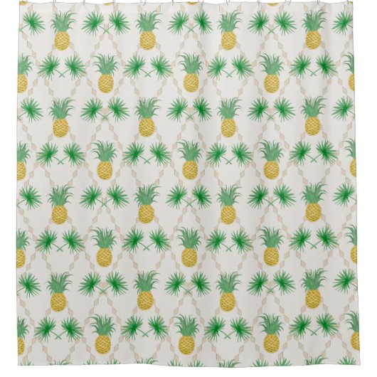 Ananas, Retro Duschvorhang (Vorderseite)
