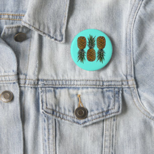 Ananas Retro Vegan und vegetarisch Vintag Obst Button