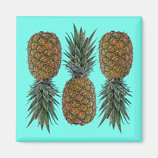 Ananas Retro Vegan und vegetarisch Vintag Obst Magnet (Vorne)