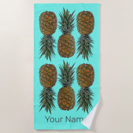 Ananas Retro Vegan und vegetarisch Vintag Obst Strandtuch