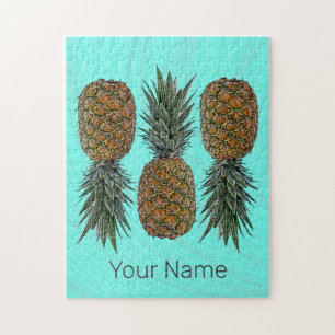 Ananas Retro Vegan und Vegetarisch Vintage Obst Puzzle