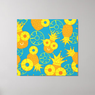 Ananas Rings: Doodle Cartoon Vintag. Leinwanddruck