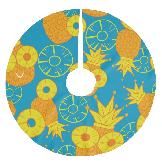 Ananas Rings: Doodle Cartoon Vintag. Polyester Weihnachtsbaumdecke (Vorderseite)