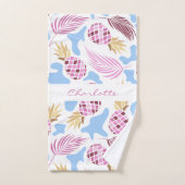 Ananas rosa blauer tropischer Mustername Badhandtuch Set (Handtuch)