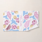 Ananas rosa blauer tropischer Mustername Badhandtuch Set (Handtuch)