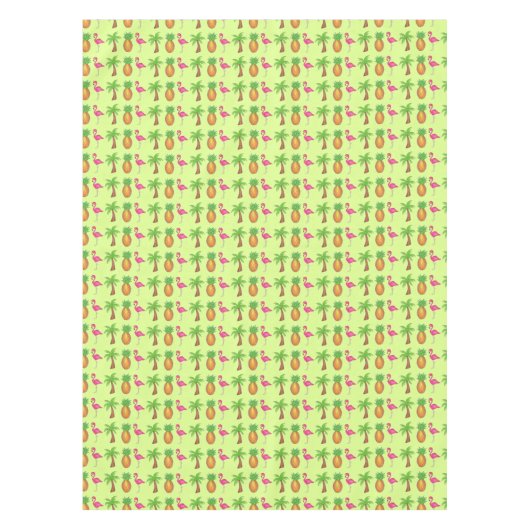 Ananas Rosa Flamingo Palm Tree Tropische Print Tischdecke (Vorderseite)