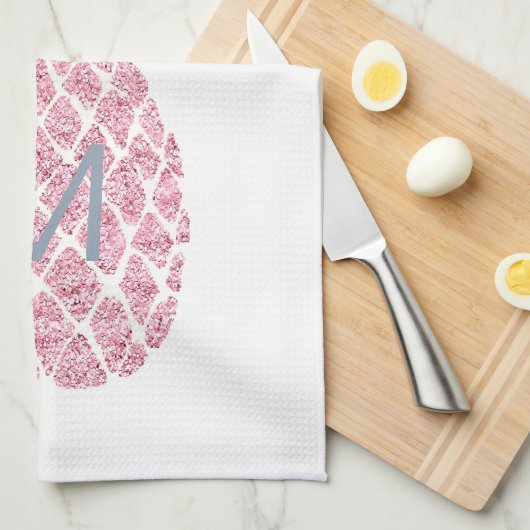 Ananas, rosa Glitzer Geschirrtuch (Viertel Falte)