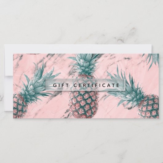 Ananas Rosa Marmor Swirl Chic Geschenkgutschein (Vorderseite)