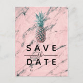 Ananas rosa Marmor Swirl Modern Save the Date Ankündigungspostkarte (Vorderseite)