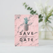 Ananas rosa Marmor Swirl Modern Save the Date Ankündigungspostkarte (Stehend Vorderseite)
