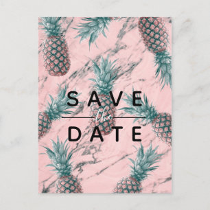 Ananas rosa Marmor Swirl Modern Save the Date Ankündigungspostkarte