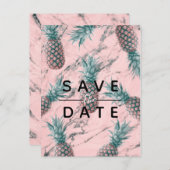 Ananas rosa Marmor Swirl Modern Save the Date Ankündigungspostkarte (Vorne/Hinten)