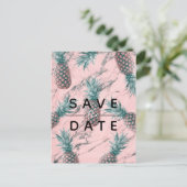 Ananas rosa Marmor Swirl Modern Save the Date Ankündigungspostkarte (Stehend Vorderseite)