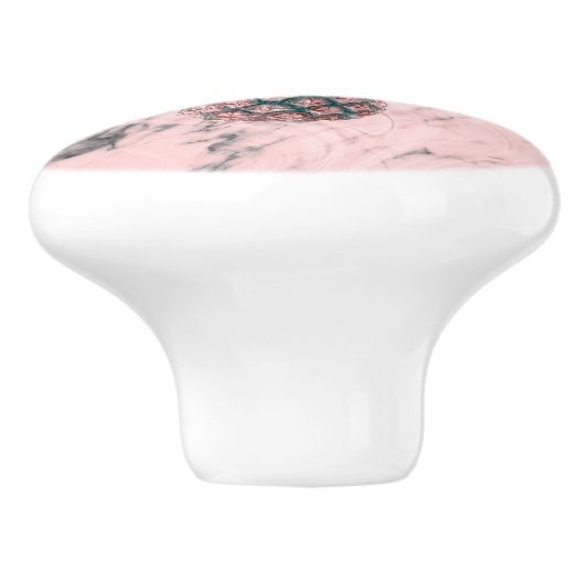 Ananas Rosa Marmor Swirl Moderne Girly Trendy Keramikknauf (Seitenansicht)