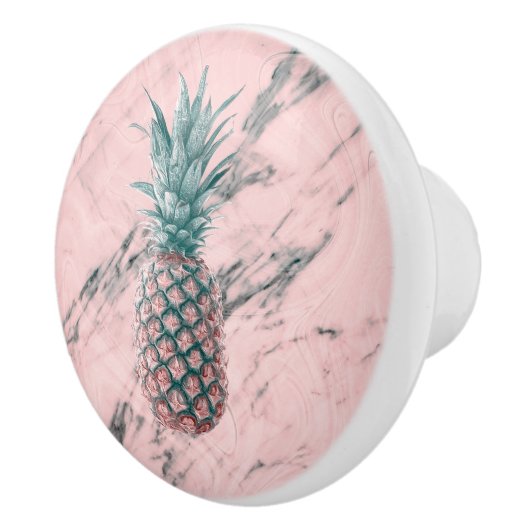 Ananas Rosa Marmor Swirl Moderne Girly Trendy Keramikknauf (Rechts)