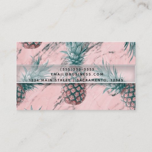 Ananas rosa Marmor Swirl Moderner tropischer Chic Visitenkarte (Rückseite)