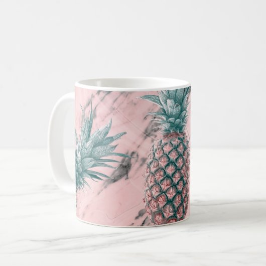 Ananas Rosa Marmor Swirl Modernes Party Chic Kaffeetasse (Vorderseite Links)