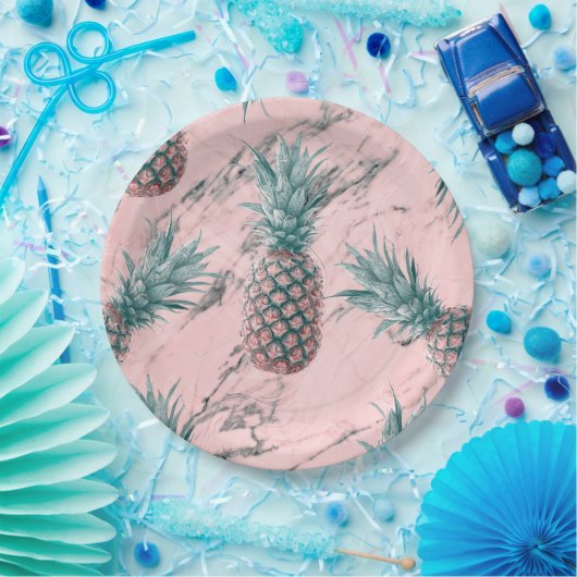 Ananas Rosa Marmor Swirl Modernes Party Pappteller (Party)