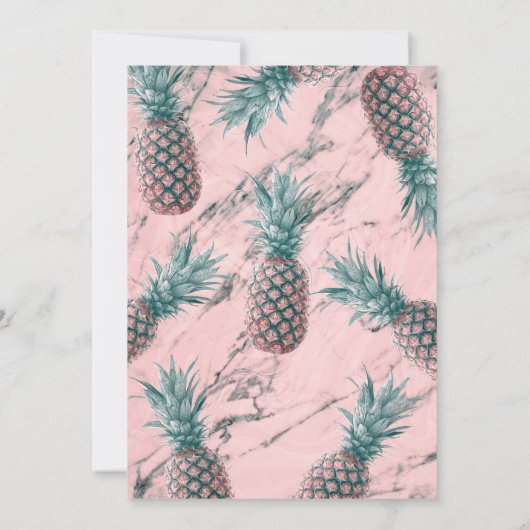 Ananas Rosa Marmor Swirl Modernes Sweet 16 Party Einladung (Rückseite)
