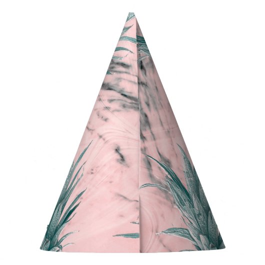 Ananas Rosa Marmor Swirl Modernes tropisches Party Partyhütchen (Rückseite)