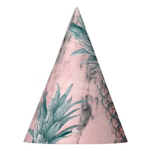 Ananas Rosa Marmor Swirl Modernes tropisches Party Partyhütchen (Links)