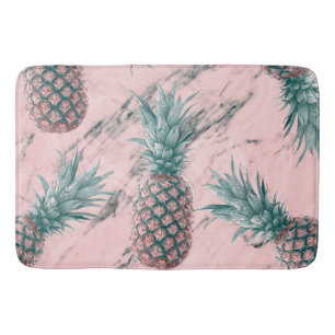 Ananas & Rosa Marmor Wirbel Moderne Tropische Eleg Badematte