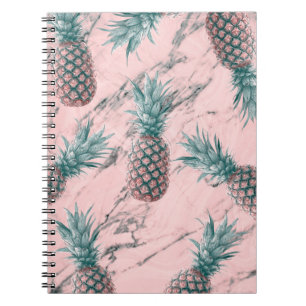 Ananas & Rosa Marmor Wirbel Moderne Tropische Eleg Notizblock