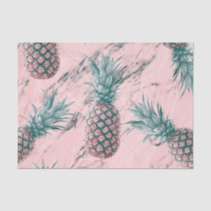 Ananas & Rosa Marmor Wirbel Moderne Tropische Eleg Seidenpapier