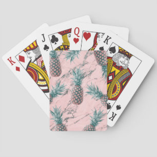 Ananas & Rosa Marmor Wirbel Moderne Tropische Eleg Spielkarten