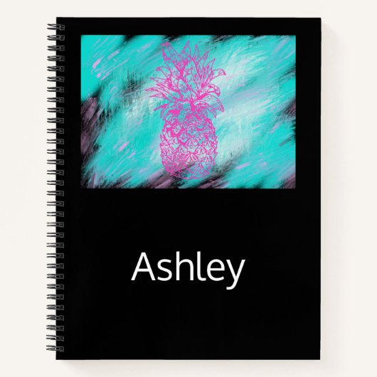 Ananas, rosa, mit Name Notizblock (Vorderseite)