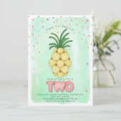 Ananas Rosa Twotti Fruitti Geburtstag Einladung (Stehend Vorderseite)