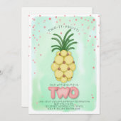 Ananas Rosa Twotti Fruitti Geburtstag Einladung (Vorne/Hinten)