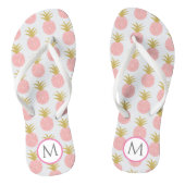 Ananas, rosa und weiße Monogramm Glitzer Badesandalen (Fußbett)