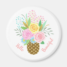 Ananas Rose Bouquet Hallo Schöne rosa Gelb Magnet