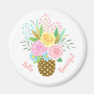 Ananas Rose Bouquet Hallo Schöne rosa Gelb Magnet