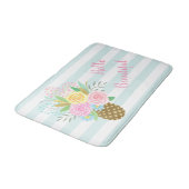 Ananas Rose Bouquet Hallo Schönes Türkis Badematte (Schrägansicht)