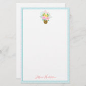 Ananas Rose Bouquet Pink Yellow Blue Briefpapier (Vorne/Hinten)