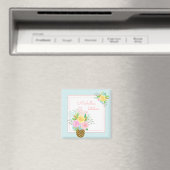 Ananas Rose Bouquet Pink Yellow Blue Magnet (In Situ (Geschirrspüler))